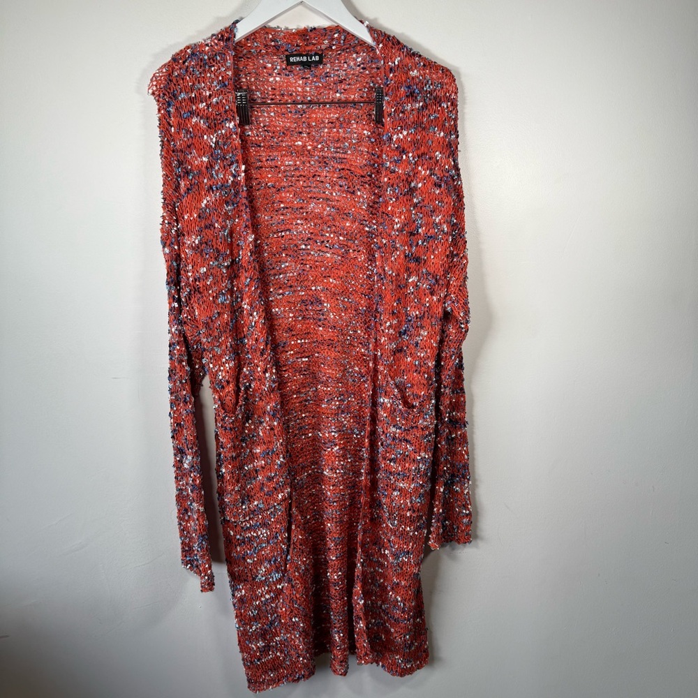 Rehab Lab Women’s Open Front Knit Cardigan Sweater Sz M Multi-Color Pockets